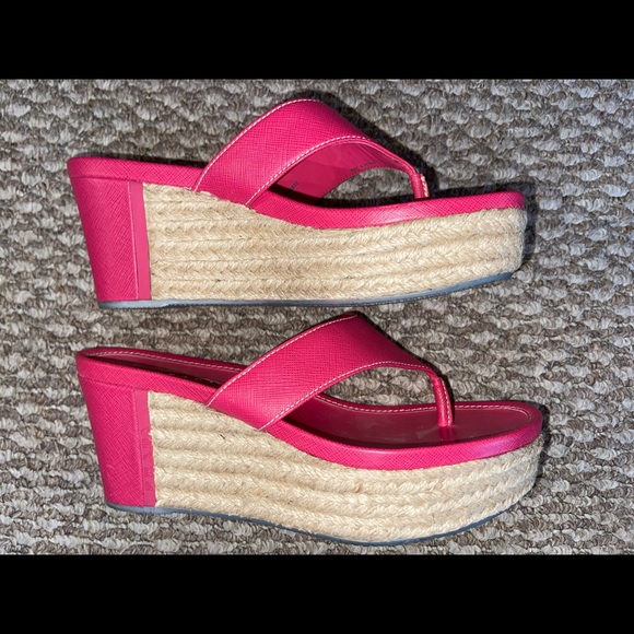 PRADA SAFFIANO Logo Espadrille Wedge/Size 8.5/MINT - Picture 3 of 9